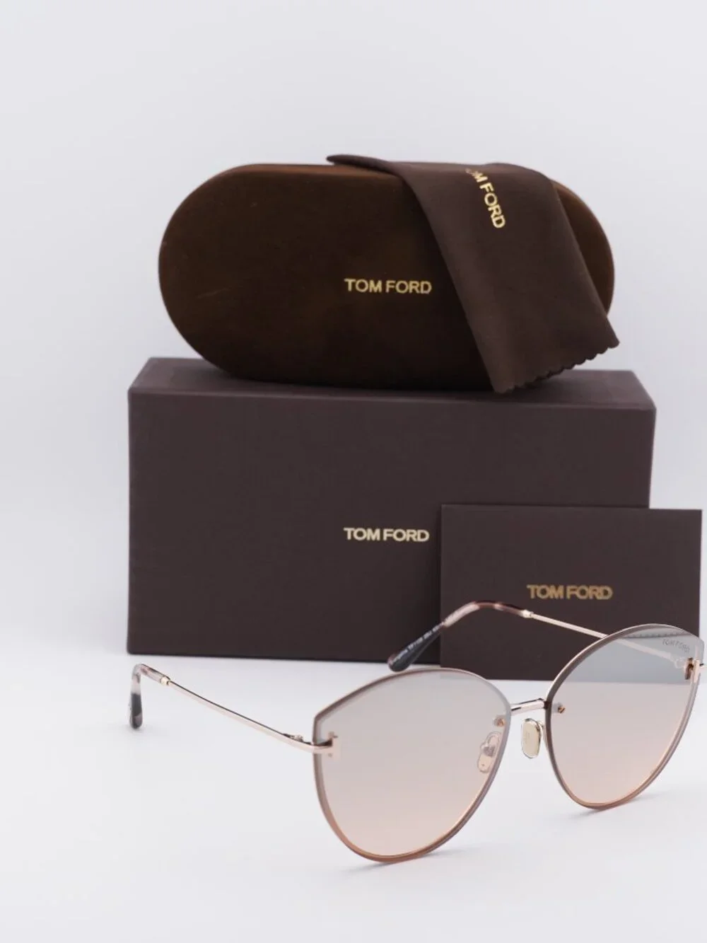 Tom Ford Evangeline FT1106 28U Cat Eye Sunglasses - Shiny Rose Gold / Bordeaux